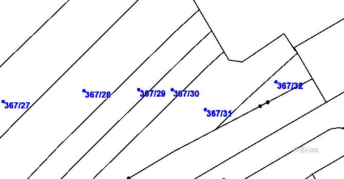 Parcela st. 367/30 v KÚ Sady, Katastrální mapa
