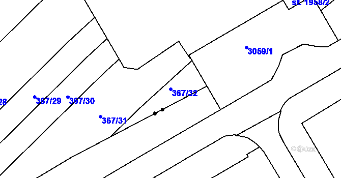 Parcela st. 367/32 v KÚ Sady, Katastrální mapa