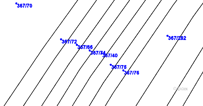 Parcela st. 367/40 v KÚ Sady, Katastrální mapa