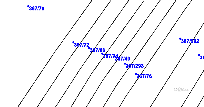 Parcela st. 367/74 v KÚ Sady, Katastrální mapa