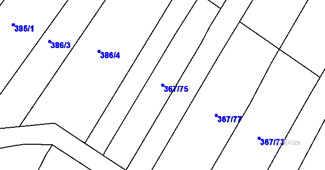 Parcela st. 367/75 v KÚ Sady, Katastrální mapa