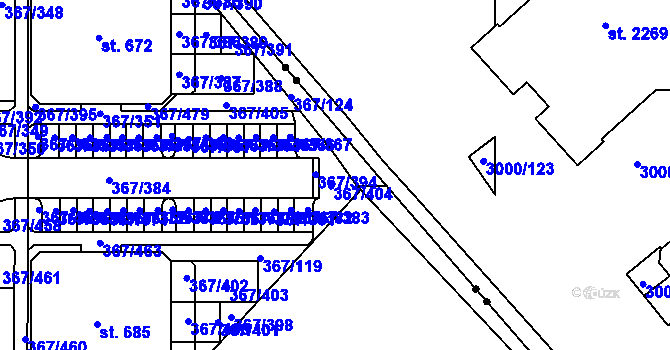 Parcela st. 367/123 v KÚ Sady, Katastrální mapa