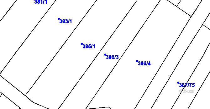Parcela st. 386/3 v KÚ Sady, Katastrální mapa