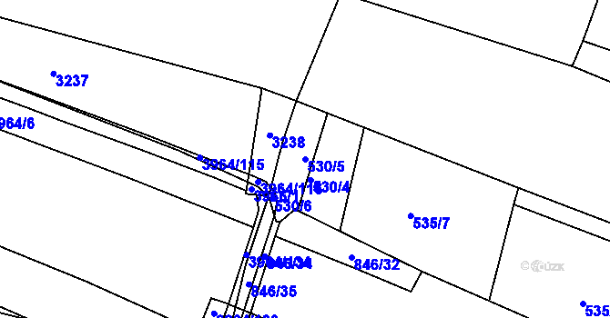 Parcela st. 530/5 v KÚ Sady, Katastrální mapa