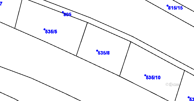 Parcela st. 535/8 v KÚ Sady, Katastrální mapa