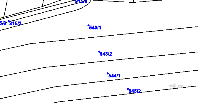 Parcela st. 543/2 v KÚ Sady, Katastrální mapa