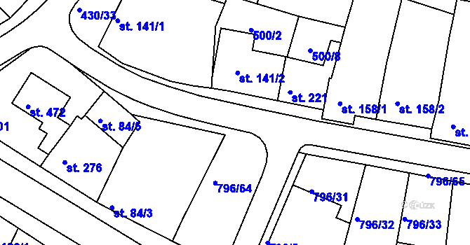 Parcela st. 796/4 v KÚ Sady, Katastrální mapa
