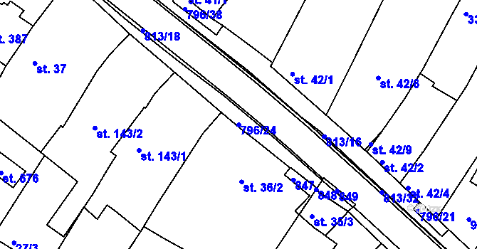 Parcela st. 796/24 v KÚ Sady, Katastrální mapa
