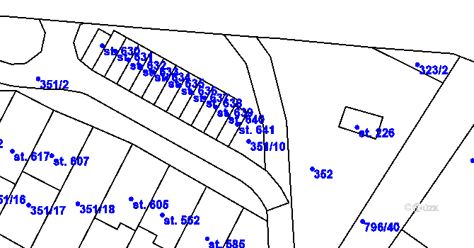 Parcela st. 641 v KÚ Sady, Katastrální mapa
