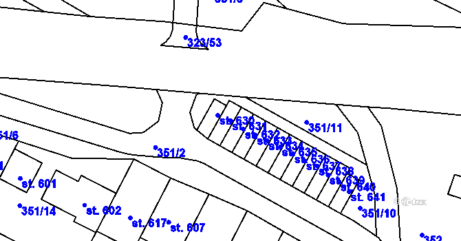 Parcela st. 631 v KÚ Sady, Katastrální mapa