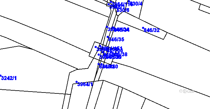 Parcela st. 846/39 v KÚ Sady, Katastrální mapa