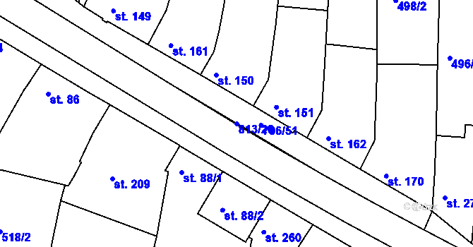 Parcela st. 813/26 v KÚ Sady, Katastrální mapa