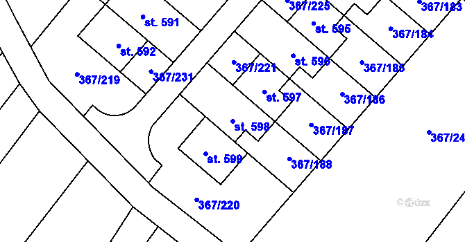 Parcela st. 598 v KÚ Sady, Katastrální mapa