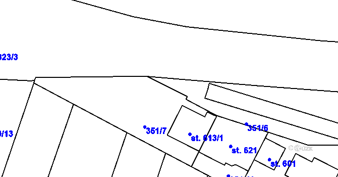 Parcela st. 351/36 v KÚ Sady, Katastrální mapa
