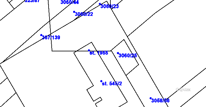 Parcela st. 367/143 v KÚ Sady, Katastrální mapa