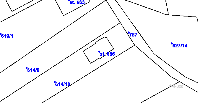 Parcela st. 656 v KÚ Sady, Katastrální mapa