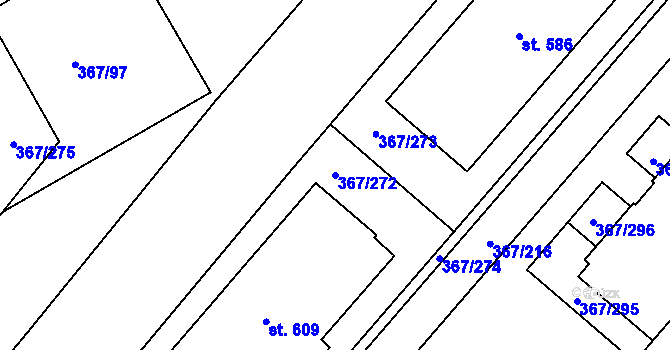 Parcela st. 367/272 v KÚ Sady, Katastrální mapa