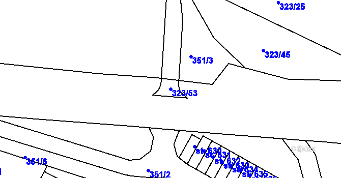 Parcela st. 323/53 v KÚ Sady, Katastrální mapa