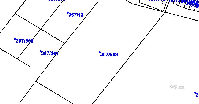 Parcela st. 367/589 v KÚ Sady, Katastrální mapa