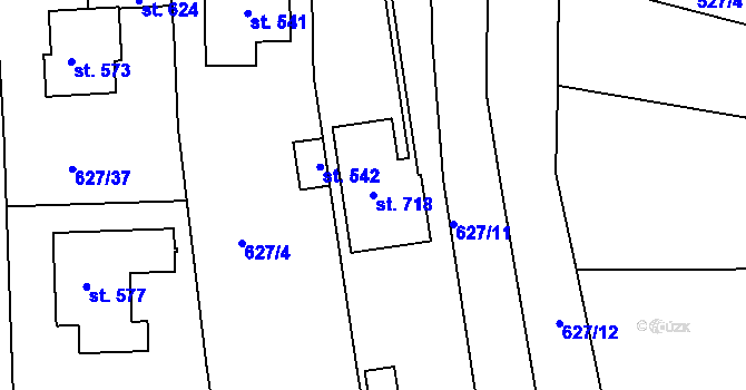 Parcela st. 718 v KÚ Sady, Katastrální mapa