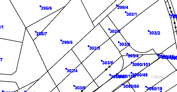 Parcela st. 302/3 v KÚ Sady, Katastrální mapa