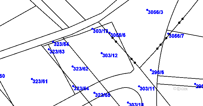 Parcela st. 303/12 v KÚ Sady, Katastrální mapa