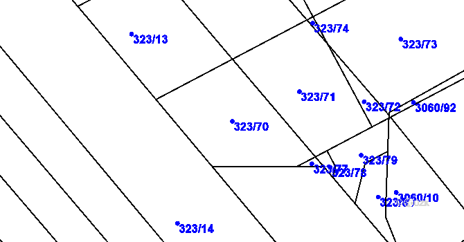 Parcela st. 323/70 v KÚ Sady, Katastrální mapa