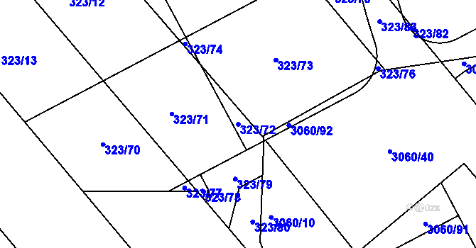 Parcela st. 323/72 v KÚ Sady, Katastrální mapa