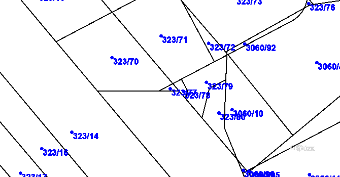 Parcela st. 323/77 v KÚ Sady, Katastrální mapa