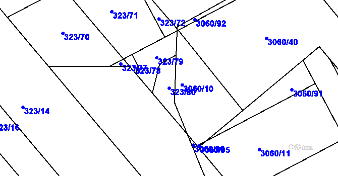 Parcela st. 323/80 v KÚ Sady, Katastrální mapa