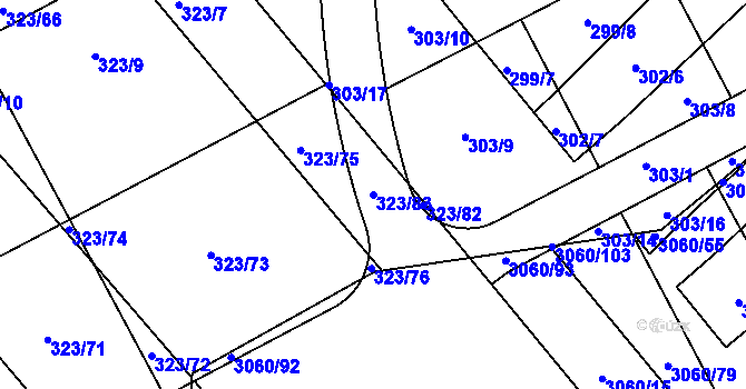 Parcela st. 323/83 v KÚ Sady, Katastrální mapa