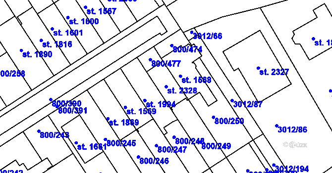 Parcela st. 2328 v KÚ Mařatice, Katastrální mapa