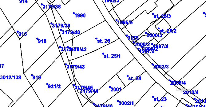 Parcela st. 25/1 v KÚ Mařatice, Katastrální mapa