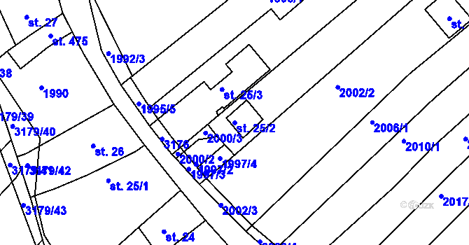Parcela st. 25/2 v KÚ Mařatice, Katastrální mapa