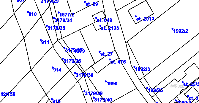 Parcela st. 27 v KÚ Mařatice, Katastrální mapa