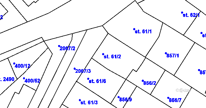 Parcela st. 61/2 v KÚ Mařatice, Katastrální mapa