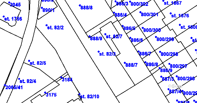 Parcela st. 82/3 v KÚ Mařatice, Katastrální mapa