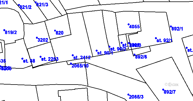 Parcela st. 90/1 v KÚ Mařatice, Katastrální mapa