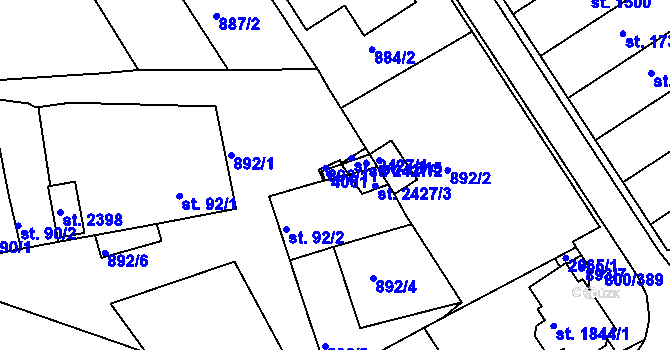 Parcela st. 92/3 v KÚ Mařatice, Katastrální mapa