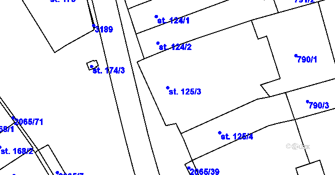 Parcela st. 125/3 v KÚ Mařatice, Katastrální mapa