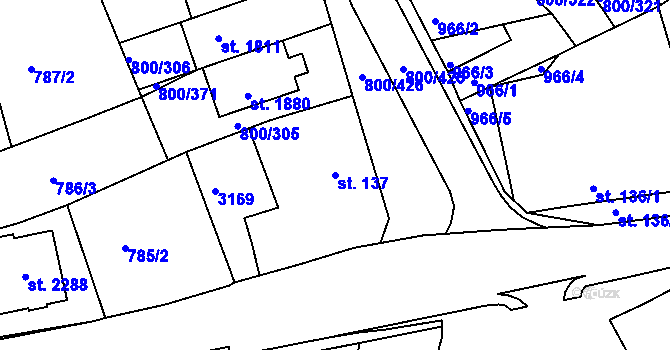 Parcela st. 137 v KÚ Mařatice, Katastrální mapa