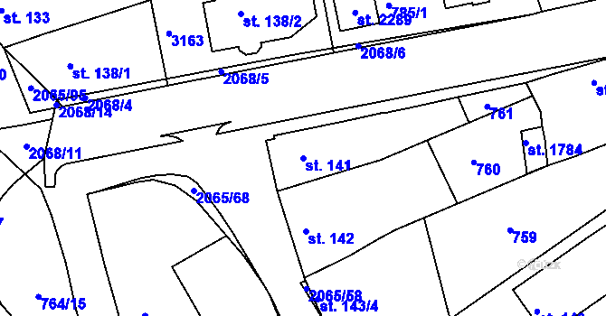 Parcela st. 141 v KÚ Mařatice, Katastrální mapa