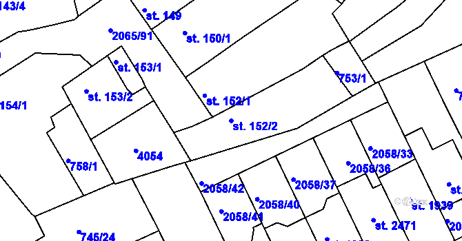 Parcela st. 152/2 v KÚ Mařatice, Katastrální mapa