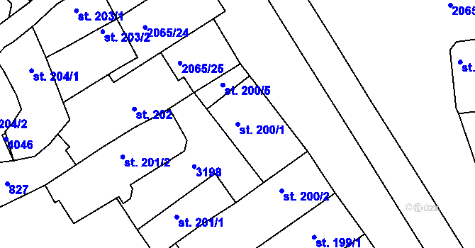 Parcela st. 200/1 v KÚ Mařatice, Katastrální mapa