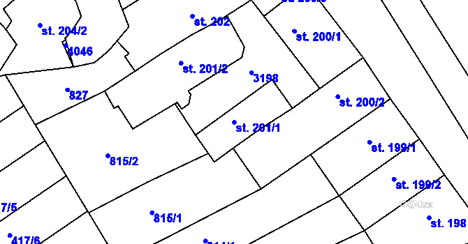 Parcela st. 201/1 v KÚ Mařatice, Katastrální mapa