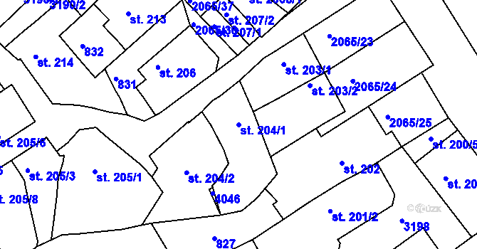 Parcela st. 204/1 v KÚ Mařatice, Katastrální mapa