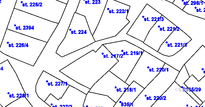 Parcela st. 217/2 v KÚ Mařatice, Katastrální mapa