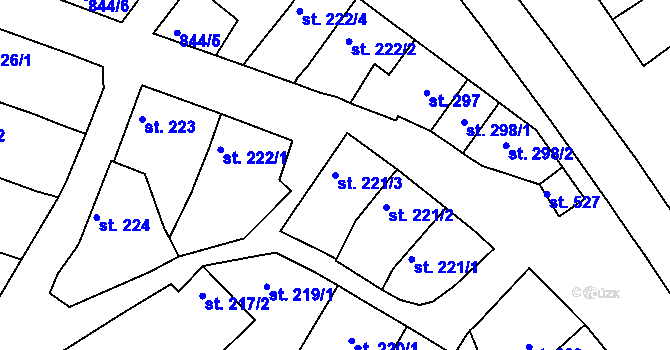 Parcela st. 221/3 v KÚ Mařatice, Katastrální mapa