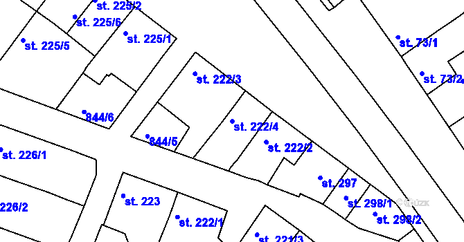 Parcela st. 222/4 v KÚ Mařatice, Katastrální mapa
