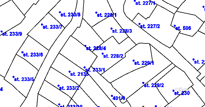Parcela st. 228/2 v KÚ Mařatice, Katastrální mapa